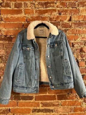Denim&Co Cream Sherpa-Lined Jacket